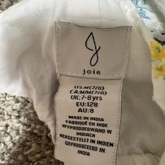 Joie Cotton Summer Babydoll Blouse Girl's Size 7/8 - Picture 4 of 8